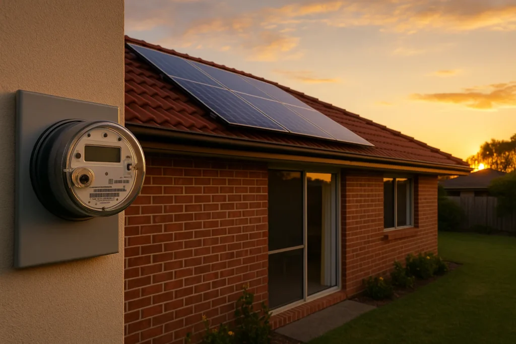 Australian home with solar panels and smart meter